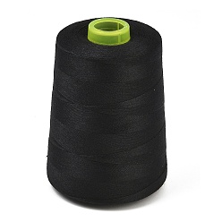 Black Polyester Sewing Threads, Round Machine Embroidery Threads, Black, 0.2mm, about 3300.00 Yards(3017.52m)/Roll