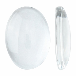 Clear Transparent Oval Glass Cabochons, Clear, 18x13x4~5mm