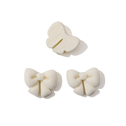 Floral White Flocking Resin Cabochons, Bowknot, Floral White, 17x20mm