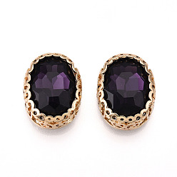 Аметист Шить на горный хрусталь, стекло горный хрусталь, с легкими золотыми тонами латуни, аксессуары для одежды, овальные, аметист, 21x16x7 мм