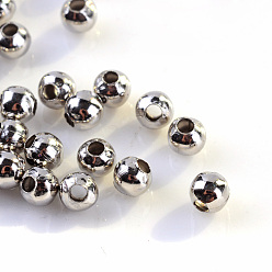 Platinum Iron Spacer Beads, Round, Platinum, 4mm, Hole: 1.5mm