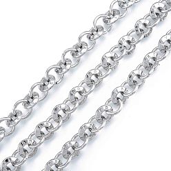 Platinum Alloy Ring Link Chains, with Spool, Cadmium Free & Nickel Free & Lead Free, Unwelded, Platinum, 10x2.5mm, about 32.81 Feet(10m)/Roll