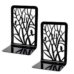 Rectangle 2Pcs Tree Non-Skid Iron Art Bookend Display Stands, Desktop Heavy Duty Metal Book Stopper for Shelves, Rectangle, 120x95x170mm