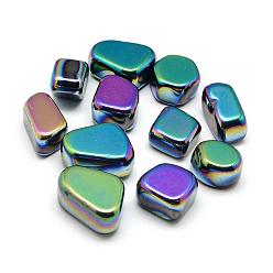Multi-color Plated Electroplate Non-magnetic Synthetic Hematite Beads, Tumbled Stone, No Hole/Undrilled, Nuggets, Multi-color Plated, 15~25x10~20x10~15mm, about 60pcs/1000g