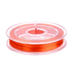 Orange Red Flat Japanese Crystal Elastic Stretch Thread, for Bracelets Gemstone Jewelry Making Beading Craft, Orange Red, 0.38mm, about 10.93 yards(10m)/roll