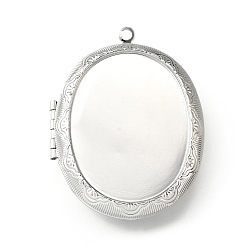 Платина Стойки обшивки латунь медальона подвески, фото прелести рамка для ожерелья, долговечный, без свинца и без кадмия, овальные, платина, 52x39x8.5 мм, отверстие : 2.5 мм, внутренний диаметр: 34x25 мм