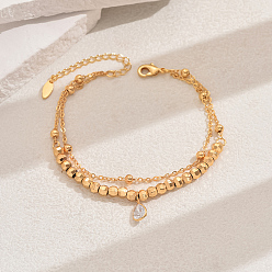 Настоящее золото 18K Латунные микропаве кубические цирконии многорядные брелки, браслеты с подвесками для женщин, слеза, реальный 18 k позолоченный, 7-7/8 дюйм (20 см)