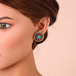 style three Eye Studs Female Handmade Rice Beads Creative Design Earrings Jewelry