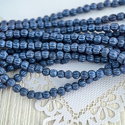 Marine Blue Transparent Czech Glass Beads, Pumpkin, Marine Blue, 3mm, 10pcs/bag