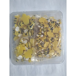 Gold 120Pcs 3 Sizes Resin Cabochons, Bee, Gold, 13x13mm