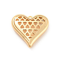 Real 18K Gold Plated Valentine's Day Hollow Brass Pendants, Heart, Real 18K Gold Plated, 23x24.5x6mm, Hole: 1.6mm