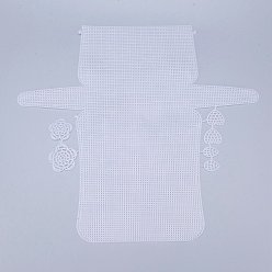 Blanc Feuilles de toile de maille en plastique, pour la broderie, fabrication de fil acrylique, projets de tricot et de crochet, fleur et coeur et feuille, blanc, 42.2x46.3x0.15 cm, Trou: 2x2mm, feuille: 29.5x20x1.2 mm, cœur: 32x33x1.2 mm, fleurs : 51x52x1.2mm et 43x44x1.2mm