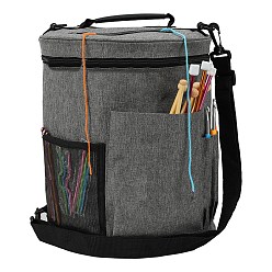 Gray Oxford Cloth Yarn Storage Bag, for Yarn Skeins, Crochet Hooks, Knitting Needles, Column, Gray, 33x28cm