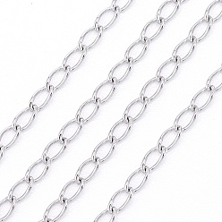 Stainless Steel Color 304 Stainless Steel Curb Chains/Twisted Chains, Soldered, with Card Paper, Stainless Steel Color, Links: 3x1.2x0.3mm, about 32.8 Feet(10m)/card