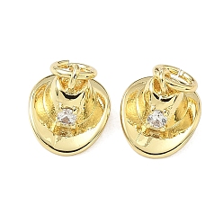 Настоящее золото 18K Латунные микро проложить кубического циркония подвески, ковбойской шляпе, с целью перехода в кольце, долговечный, без кадмия и без свинца, стойки покрытие, реальный 18 k позолоченный, 11x8x6.5 мм, отверстие : 3 мм