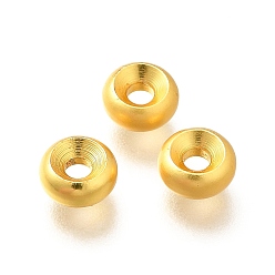 Матовый Золотой Цвет Латунные бусины, долговечный, без кадмия и без свинца, плоско-круглые, матовый золотой цвет, 6x2.8 мм, отверстие : 2 мм