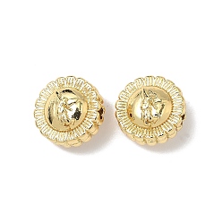 Настоящее золото 18K Латунные бусины, плоско-круглые, без свинца и без кадмия, долговечный, реальный 18 k позолоченный, 12.5x7.5 мм, отверстие : 1.8 мм