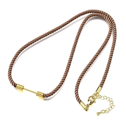 Верблюжий 3мм круглые нейлоновые миланские шнуры для изготовления ожерелий, с латунными выводами и 303 застежками из лобстера из нержавеющей стали, золотые, долговечный, стойки покрытие, верблюжие, 19.53 дюйм (49.6 см)