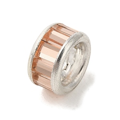 Легкий Лосось Стойки обшивки латунные бусины, со стеклом, долговечный, без кадмия и без свинца, светлый померанцевый, 9.5x5.5 мм, отверстие : 4 мм