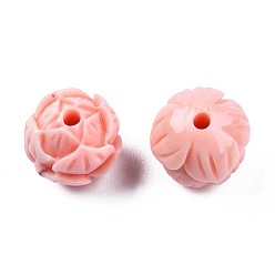 Light Coral Synthetic Coral Beads, Dyed, Two Tone, Flower, Light Coral, 10x11x10.5mm, Hole: 1.6mm