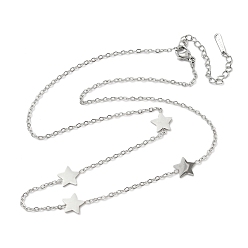 Звезда 304 ожерелья из звеньевой цепи из нержавеющей стали для женщин и мужчин, цвет нержавеющей стали, не тускнеет, звезда, 17.48 дюйм (44.4 см), звезды: 8x12x1 mm
