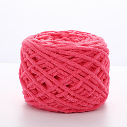 Hot Pink Soft Crocheting Polyester Yarn, Thick Knitting Yarn for Scarf, Bag, Cushion Making, Hot Pink, 6mm