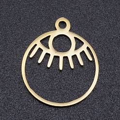 Golden Stainless Steel Pendants, Ring with Eye, Golden, 14.5mm