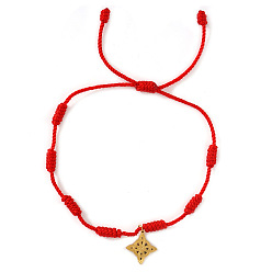 Golden Adjustable Handmade Red String Braided Bracelets with Stainless Steel Chinese Knot Charms, Golden, 11.02 inch(28cm)