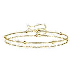 Golden two-piece set Minimalist Beaded O-Chain Birthday Stone Bracelet Set for Layering Jewelry