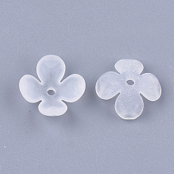 Clear 4-Petal Transparent Acrylic Bead Caps, Frosted, Flower, Clear, 12x12x4.5mm, Hole: 1.2mm