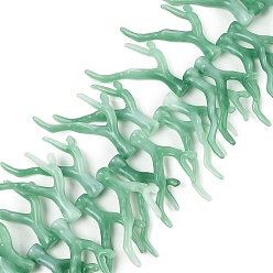 Светло-зеленый Нити бусин из непрозрачного акрила, имитирующие кораллы, самородки, два тона, светло-зеленый, 46~48x34~35x7~8 мм, отверстие : 1.4 мм, около 50 шт / нитка, 18.50'' (47 см)