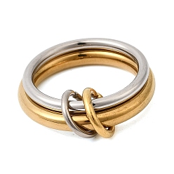 Золотой & Цвет Нержавеющей Стали 304 палец кольца из нержавеющей стали, ионное покрытие (ip), золотые и нержавеющая сталь цвет, внутренний диаметр: 18.2 мм