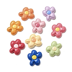 Mixed Color Opaque Resin Decoden Cabochons, 5-Petal Flower, Mixed Color, 31.5x36x6.4mm
