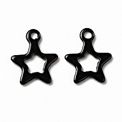 Black Spray Painted 201 Stainless Steel Charms, Star Charms, Black, 10.5x9x1mm, Hole: 1.2mm