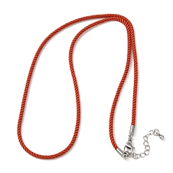 Оранжево-Красный 2мм круглый нейлоновый миланский шнур для изготовления ожерелья, с латунными выводами и 303 застежками из лобстера из нержавеющей стали, цвет нержавеющей стали, оранжево-красный, 18.50~18.70 дюйм (47~47.5 см)