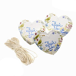 Сердце Бумажные подарочные бирки на тему благодарения, пеньковой мозга, Сердце Pattern, веревка: 5 м, теги: 25шт/мешок
