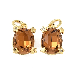 Перу Кулон из циркония, со стеклом, овал со звездочками, стойки покрытие, долговечный, без кадмия и без свинца, реальный 18 k позолоченный, с целью перехода в кольце, Перу, 13x8.5x6 мм, отверстие : 3 мм