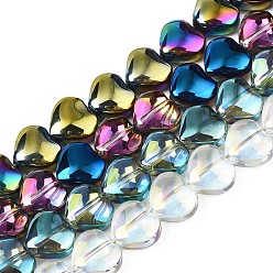 Mixed Color Electroplate Glass Beads Strands, Heart, Mixed Color, 9~10x10x5.5mm, Hole: 0.8mm, about 70~71pcs/strand, 25.20 inch~ 26.38 inch(64~67cm)