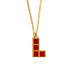 XL554 Cartoon Tetris Game Module Pendant Necklace Fashionable Friend Jewelry