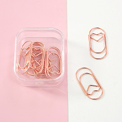 Heart Metal Paper Clips, Rose Gold, Oval, Heart, 38x19mm