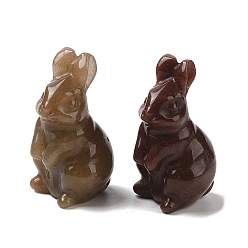 Клубничный Кварц Украшение дисплея скульптуры из натурального клубничного кварца, для домашнего офисного стола, кролик, 38~39.5x24~25.5x21~22 мм