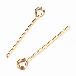 Golden Ion Plating(IP) 304 Stainless Steel Eye Pin, Golden, 22mm, Hole: 1.9x2mm, Pin: 0.7mm
