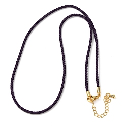 Темно-синий  Шифер 2мм круглый нейлоновый миланский шнур для изготовления ожерелья, с латунными выводами и 303 застежками из лобстера из нержавеющей стали, реальный 18 k позолоченный, темный сланец синий, 18.50~18.70 дюйм (47~47.5 см)