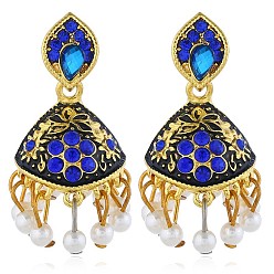 Baolan ancient gold Retro Bohemian personality exaggerated fashion trend earrings earrings inlaid with colored gemstones