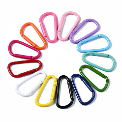 Mixed Color Aluminum Spring Gate Rings, D Shape, Mixed Color, 46x24x4.5mm, Inner Diameter: 38.5x16mm