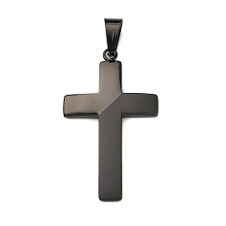 Черный 304 подвески из нержавеющей стали, крестик, вакуумное покрытие pvd, чёрные, 42x25x2.5 мм, отверстие : 8x4 мм