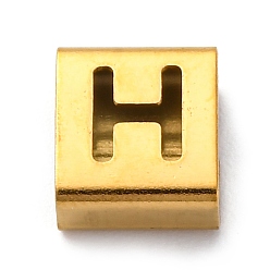 Letter H Ионное покрытие (ip) 304 квадратные подвески-слайдеры из нержавеющей стали, золотые, Письмо ч, 9x8x4 мм, отверстие : 3.5x8.5 мм