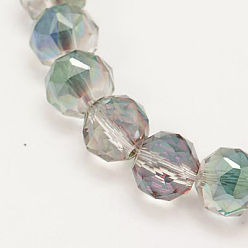 Aqua Electroplate Glass Beads Strands, Full Rainbow Plated, Faceted, Round, Aqua, 8mm, Hole: 1mm