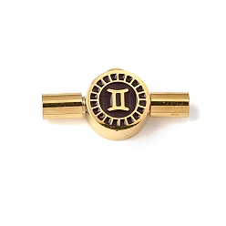 Кокосово-Коричневый Штыковые застежками из нержавеющей стали, с эмалью, плоский круглый с созвездиями, золотые, круглое отверстие, кокосового коричневый, 304 мм, отверстие : 22x10x5 мм