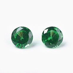 Green Cubic Zirconia Pointed Back Cabochons, Diamond, Faceted, Green, 5x3mm